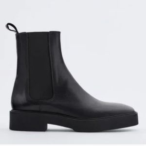 NWT Zara Low Heel Leather Ankle Boot - 41